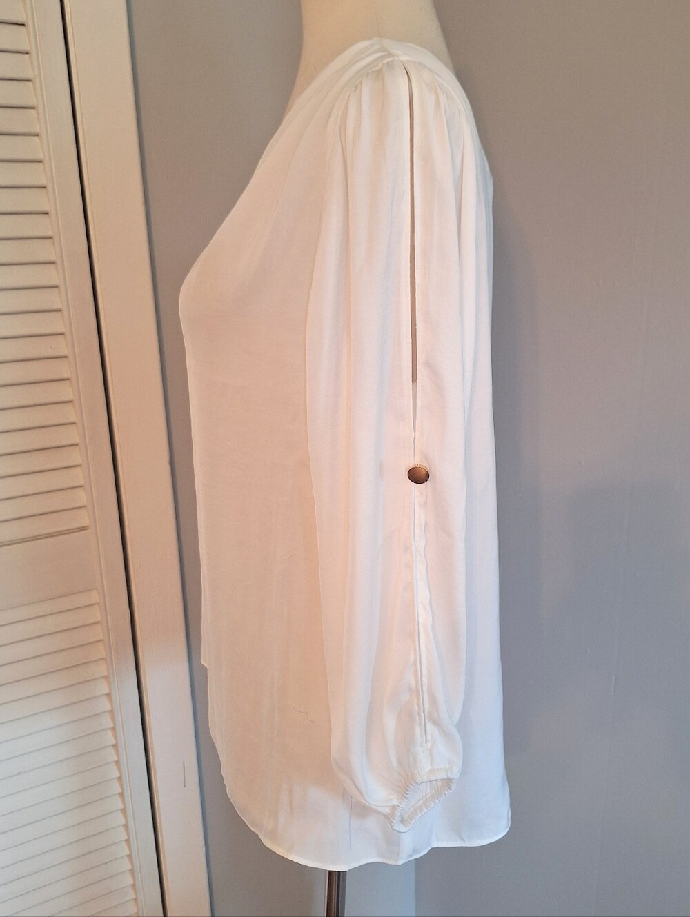 Naked Zebra White One-Shoulder Split-Sleeve Top Blouse Medium*B - Picture 3 of 6